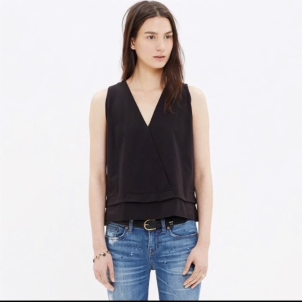 Madewell Black Sleeveless Blouse, Size Medium